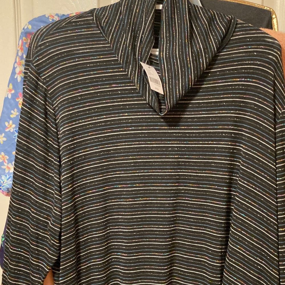 Lane Bryant Black Striped Tunic